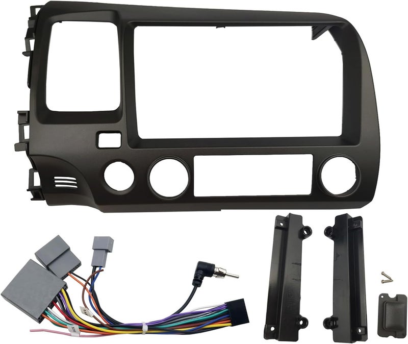 DKMUS 9 Inches Radio Stereo Dash Install Mount Trim Kit for Honda Civic 2006-2011 Bezel Adapter with Wiring Harness Antenna Adapter - Image 1